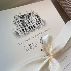 Manor collection - ivory invitation with venue sketch