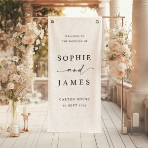 Linen-wedding-Welcome-sign