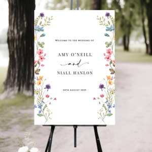 Wildflower wedding welcome sign