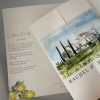 mediterranean lemon wedding invitation venue illustration watercolour