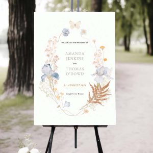 blue gold Wedding welcome sign