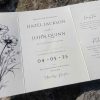 the Everly ivory wedding invitation, black and white wedding invite, wax seal, ribbon