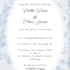 soft blue floral oval wedding invitation