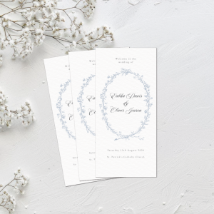 Vintage Blue Wreath ceremony trifold