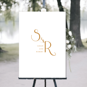 Gold Initials wedding welcome sign