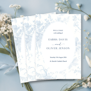 Soft blue floral wedding ceremony book