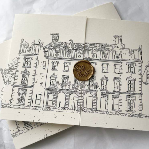 Landscape wedding invitation wax seal
