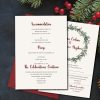 Winterberry wreath winter wedding invite reverse