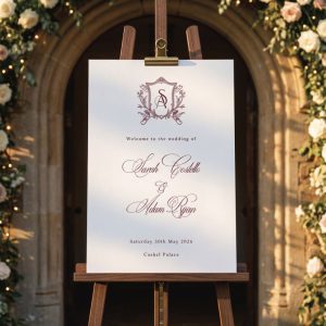 Burgundy-crest-welcome-sign