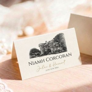 wedding place card venue sketch