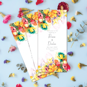 Rainbow Bouquet Watercolour ceremony trifold