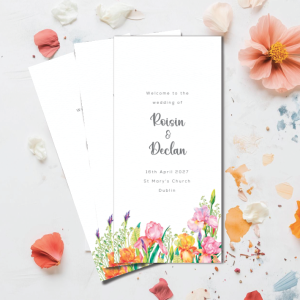 Wildflower Watercolour wedding ceremony trifold