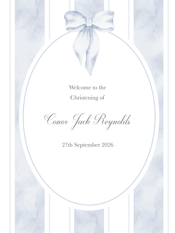 Boy christening sign bow Boy christening sign bow