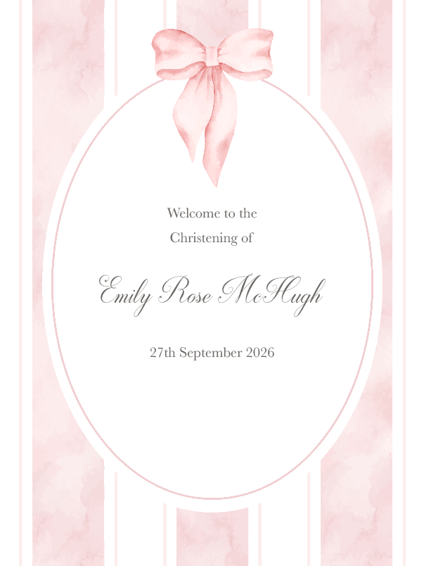 Girl christening sign bow Girl christening sign bow