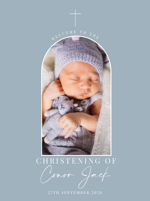 Boy christening sign arch with photo Boy christening sign arch with photo