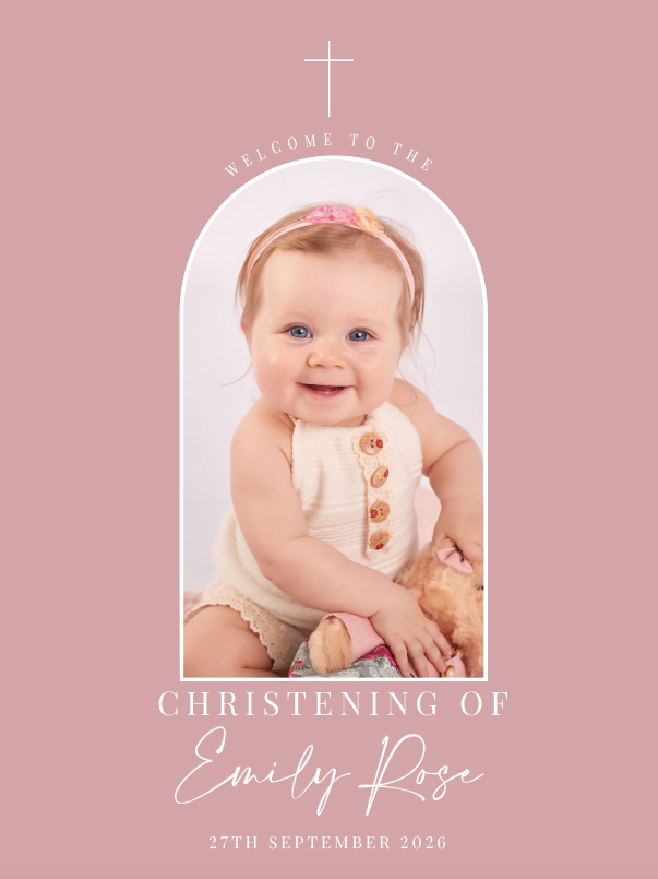 Girl christening sign arch with photo Girl christening sign arch with photo