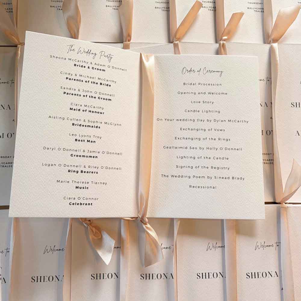 Textured-ceremony-booklet-with-ribbon