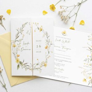 Botanical meadow yellow floral gatefold