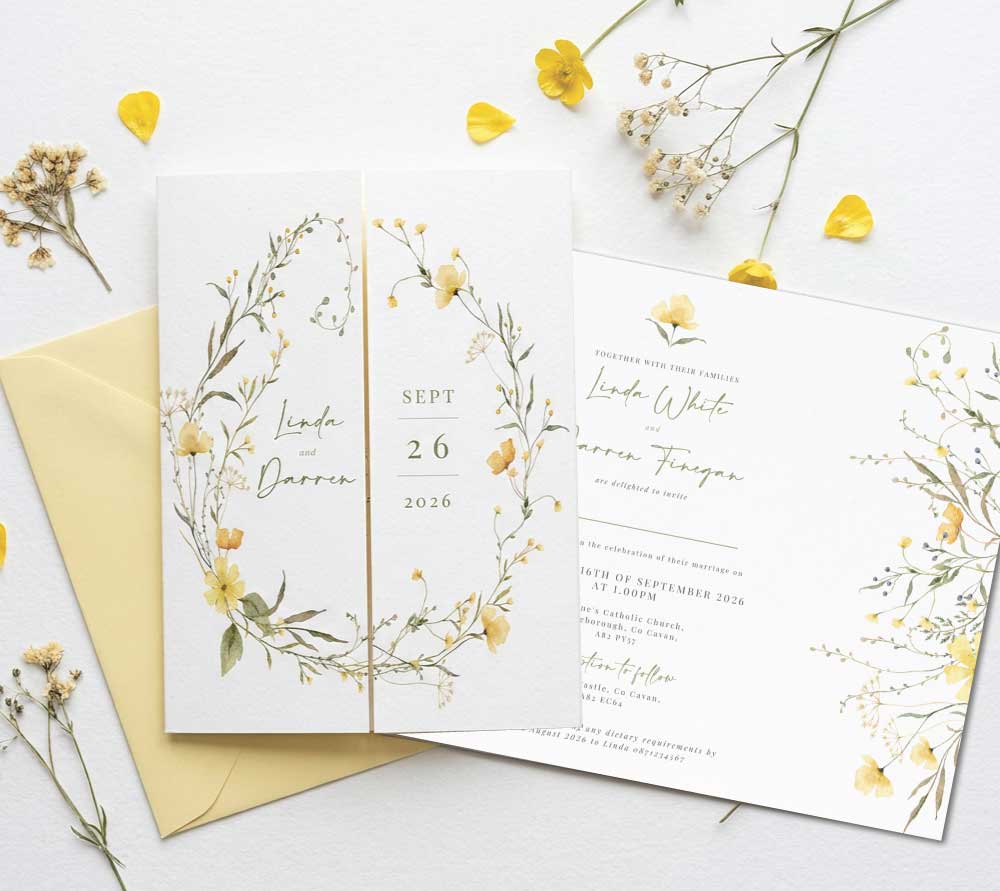 Botanical meadow yellow floral gatefold Botanical meadow yellow floral gatefold