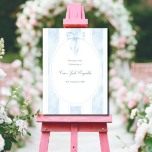 Boy baby arch welcome sign bow