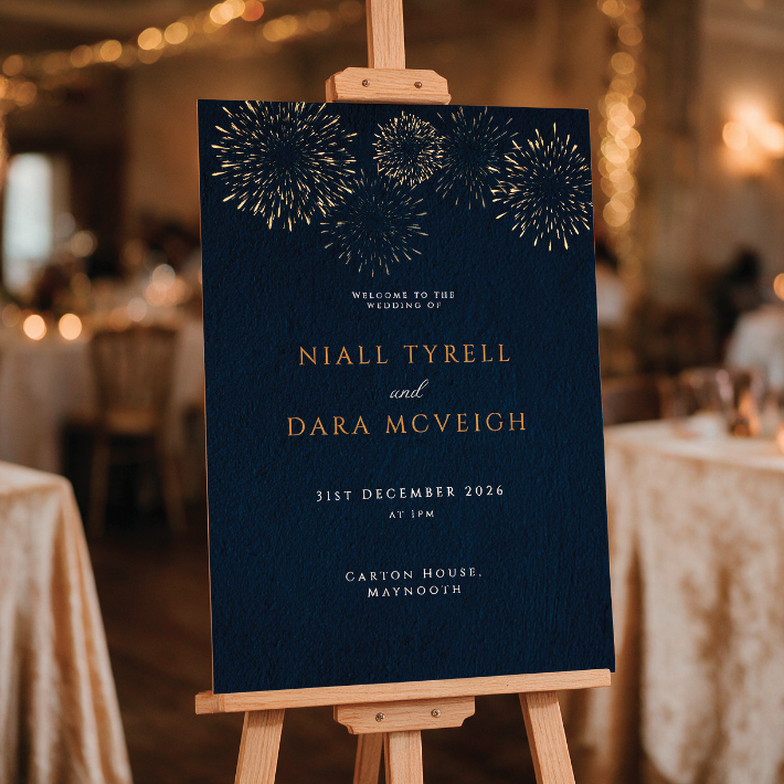 Midnight fireworks wedding welcome sign Midnight fireworks wedding welcome sign